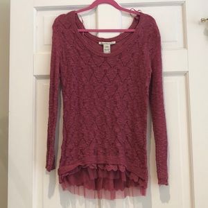 American Rag Light-Weight Pink Sweater with Tulle